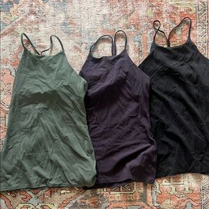 Lot of 3, Lululemon high neck tanks with built in bra. Size 6